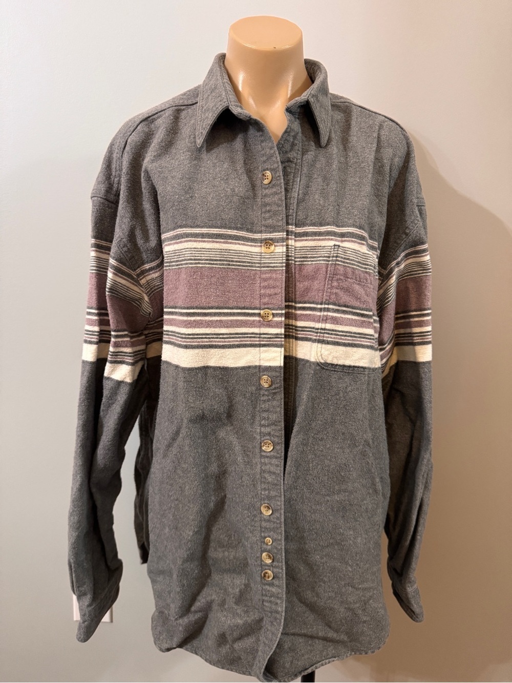 Eddie Bauer Vintage Cotton Button Down Shirt 90s Gray XXL Tall